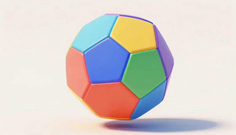 Visual representation of "dodecahedron" - A shape with twelve flat faces, each one is a pentagon.