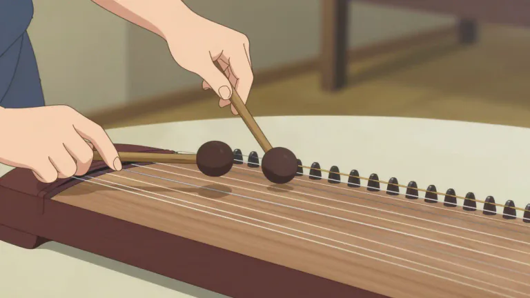 Visual representation of "dulcimer" - A musical instrument that has a set of strings stretched across a flat board and is often played with hammers.