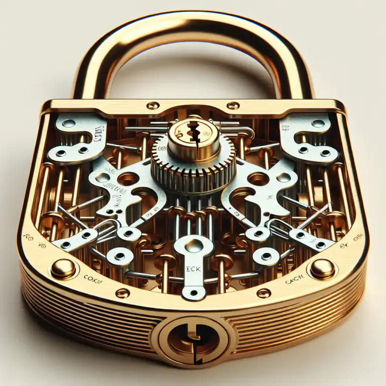 Visual representation of "tumbler" - A device or mechanism that catches or checks motion in a clock, lock or other machine.