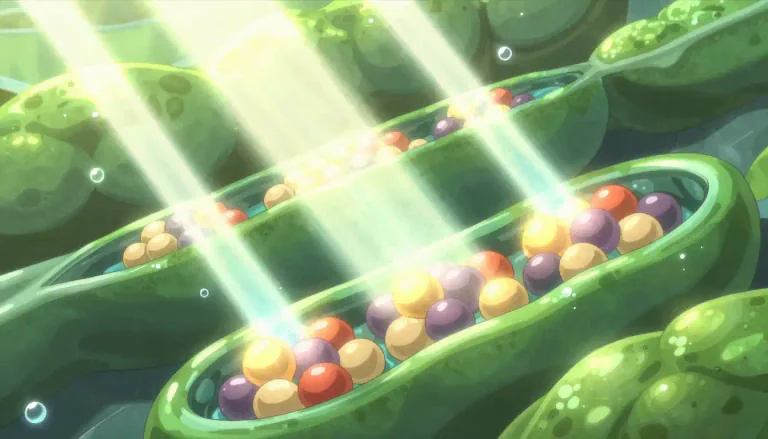 Visual representation of "photosystem" - A photosystem is a biochemical unit in the chloroplasts of plants that captures sunlight and converts it into energy through photosynthesis.