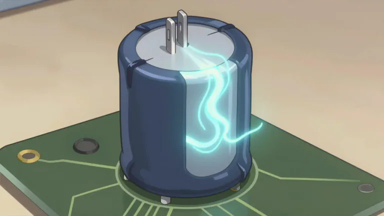 Visual representation of "capacitor" - A device that stores electrical charge for a certain period.