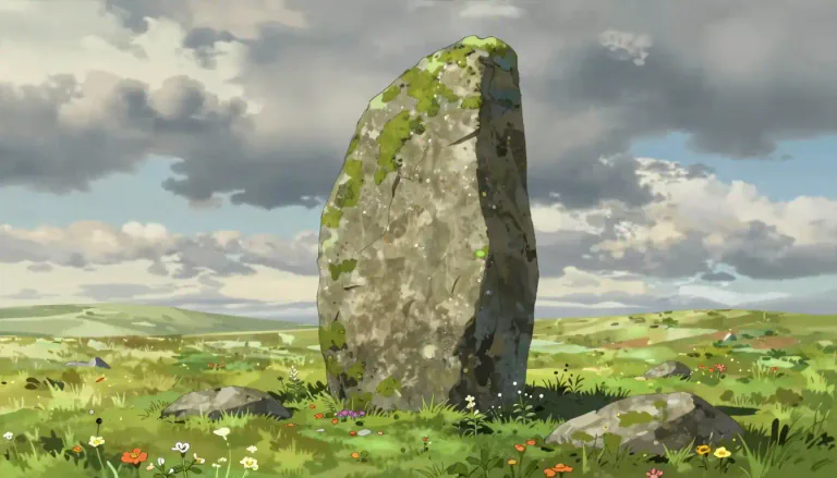 Visual representation of "menhir" - A large, upright standing stone, made in prehistoric times