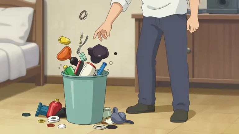 Visual representation of "chuck away" - To throw something away