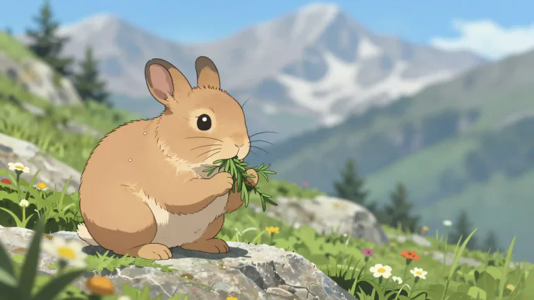 Visual representation of "pika" - A pika is a small, herbivorous mammal related to rabbits, typically found in mountainous regions in North America and Asia.