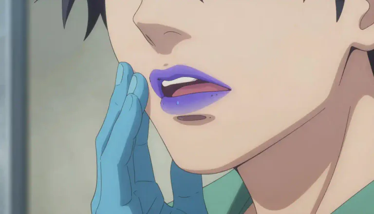 Visual representation of "cyanosis" - A bluish color of the skin due to a lack of oxygen in the blood.