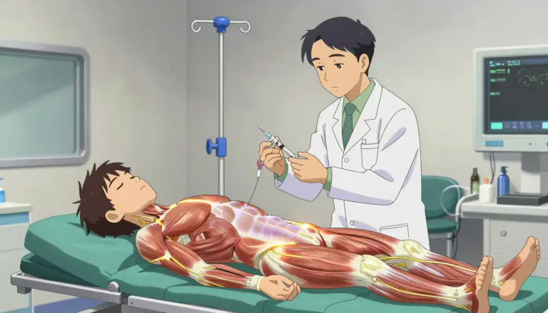 Visual representation of "vecuronium" - Vecuronium is a medication used as a neuromuscular blocker to induce paralysis during surgeries.