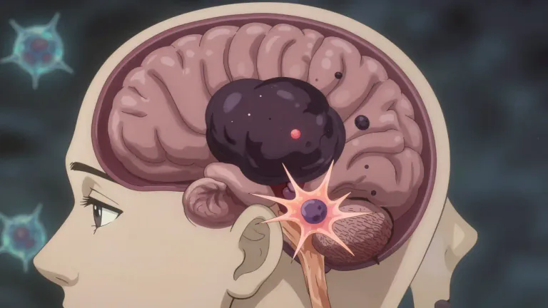 Visual representation of "glioblastoma" - Glioblastoma is a fast-growing and aggressive type of brain cancer that arises from star-shaped brain cells called astrocytes.