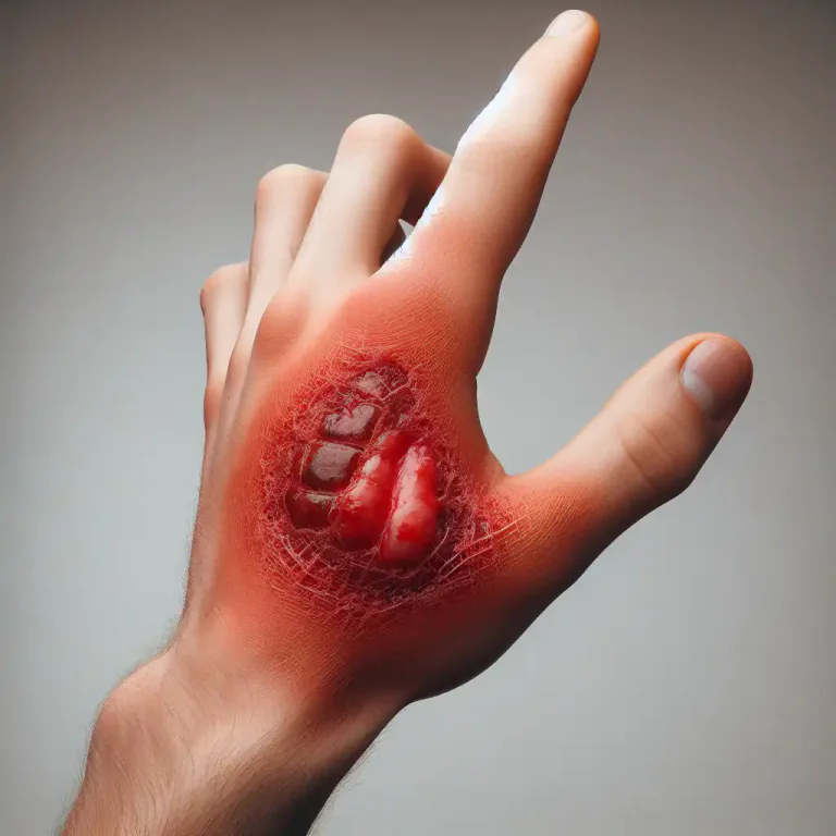 Visual representation of "ulcerate" - To affect or be affected with ulcer