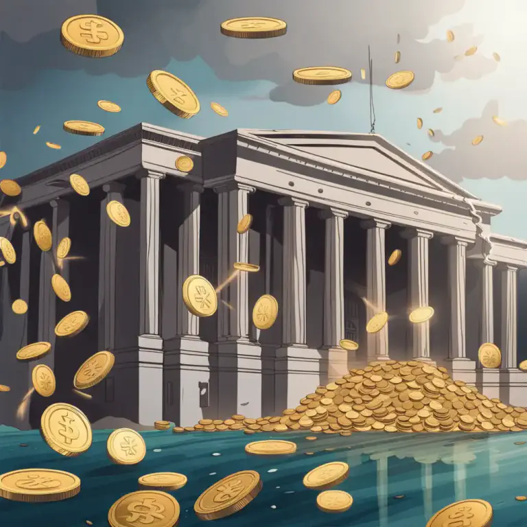 Visual representation of "bail out" - To give financial help to a failing business or economy.