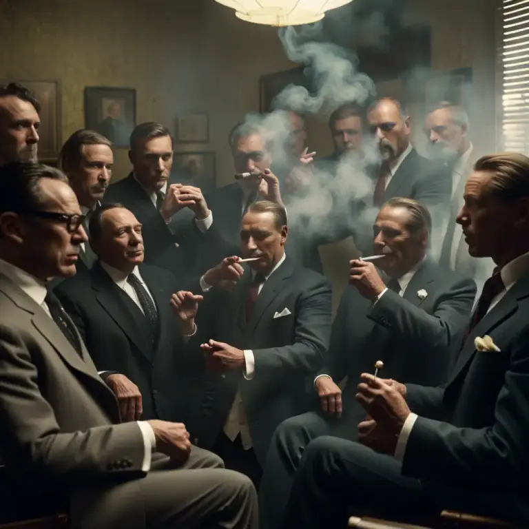 Visual representation of "smoker" - A gathering of people for smoking and socializing.