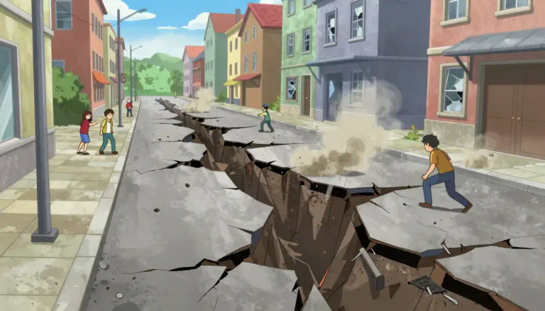 Visual representation of "temblor" - A sudden shaking of the ground caused by movements along faults or volcanic activity.