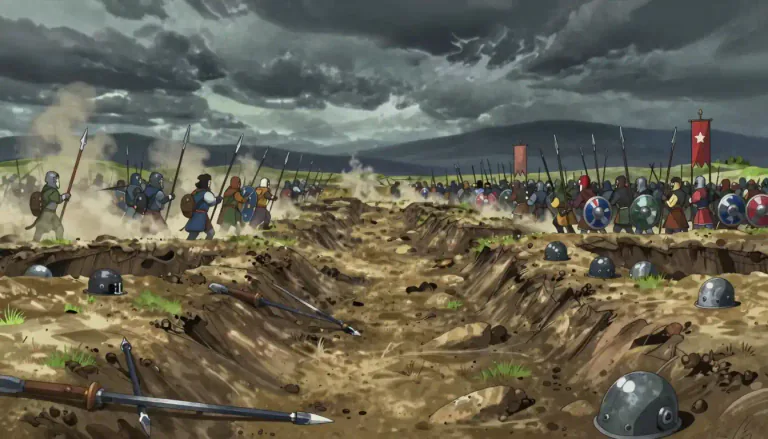Visual representation of "battlefield" - A place where a fight, especially a large-scale fight, between two opponents takes place