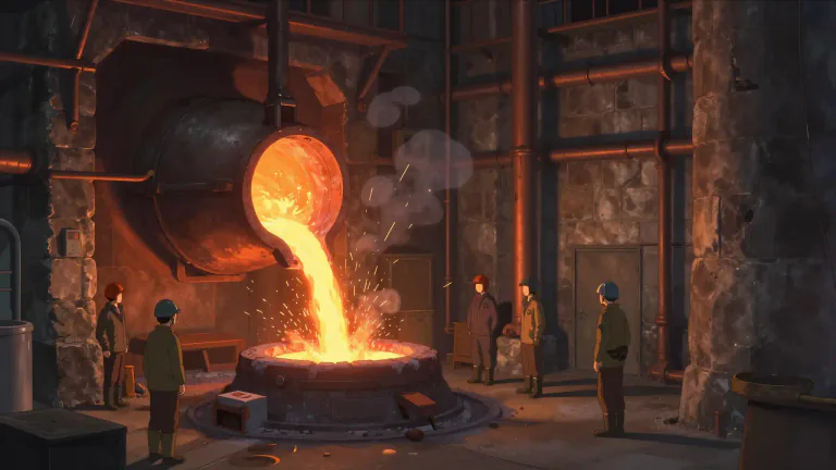 Visual representation of "smelter" - A tool or place where metal is melted and reshaped.