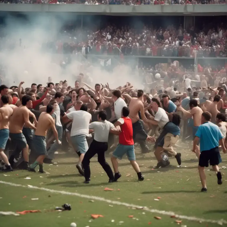 Visual representation of "hooligan" - A fan of a sport, particularly football (soccer), who participates in violence, vandalism or disorderly behavior