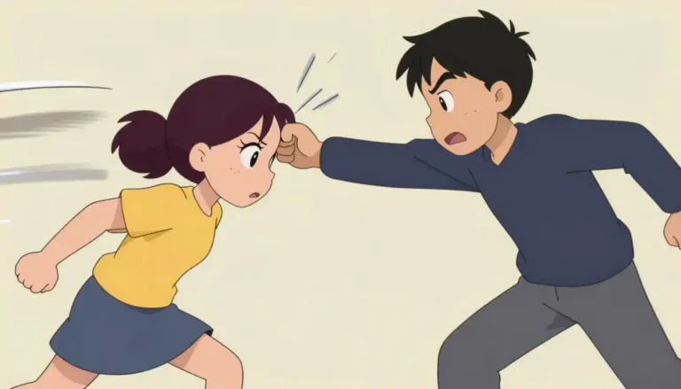 Visual representation of "headbutt" - To strike someone or something with the head, often as a form of aggression.