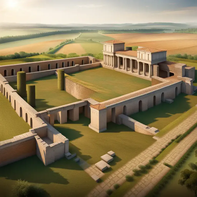 Visual representation of "villa" - In ancient Rome, a country house owned by rich people used for leisure and agriculture.