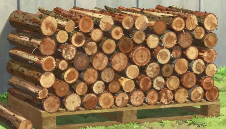 Visual representation of "cordwood" - Wood that is cut to a specified length for the purpose of being used as fuel.