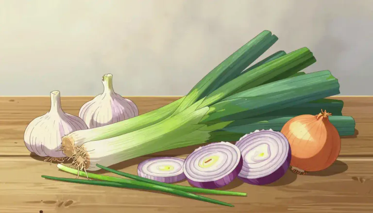 Visual representation of "allium" - A type of plant that includes onions, garlic, leeks, and others.