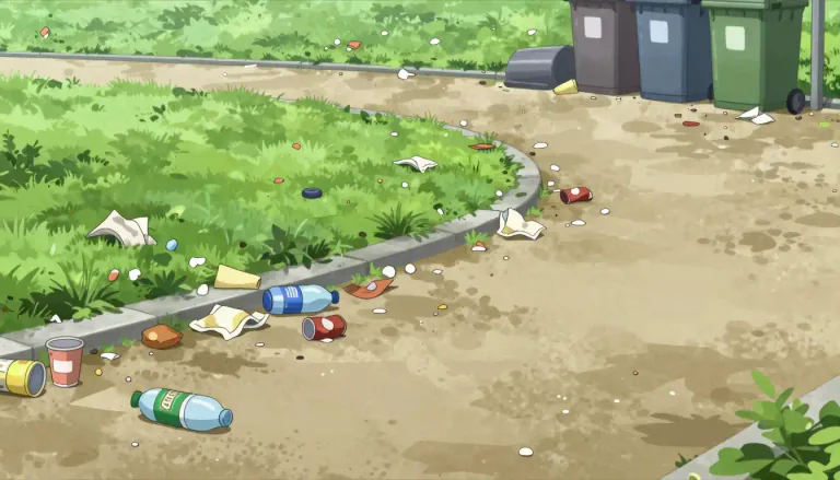 Visual representation of "litter" - Trash scattered around or left behind