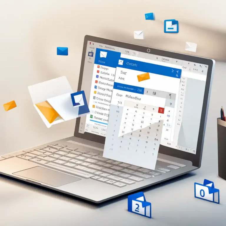 Visual representation of "outlook" - A program for send and receive emails, manage calendars, and tasks.