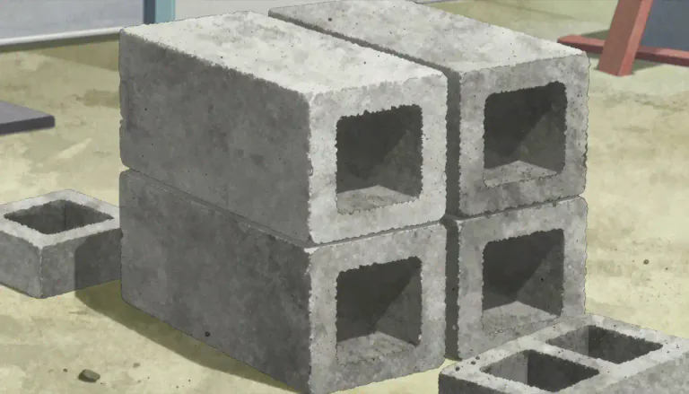 Visual representation of "cinderblock" - A large rectangular block made of concrete and cinders, used in building construction.