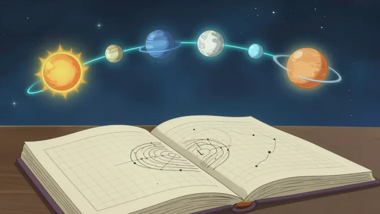 Visual representation of "ephemeris" - A table that gives the positions of celestial bodies at specific times.