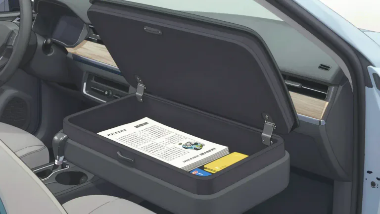 Visual representation of "glovebox" - A compartment in a vehicle, usually located in front of the passenger seat, used for storing small items.
