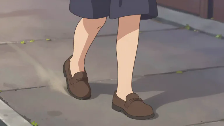 Visual representation of "shuffle" - A type of slow walk with your feet scraping along the ground
