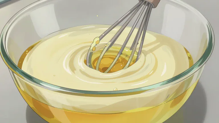 Visual representation of "emulsify" - To mix two or more liquids together that usually don't combine easily