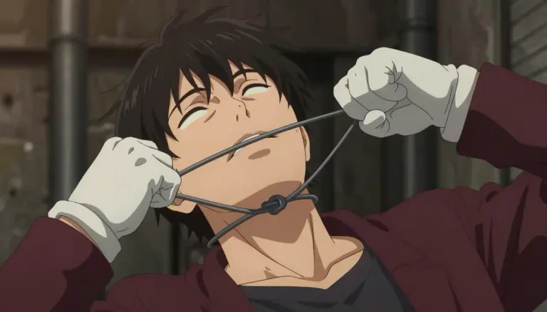 Visual representation of "garrote" - A method of execution or murder by strangulation using a cord or wire.