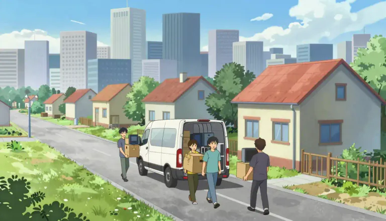 Visual representation of "relocate" - To move to a new place, especially a company or people