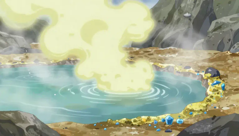 Visual representation of "sulphurous" - Related to sulfur or containing sulfur