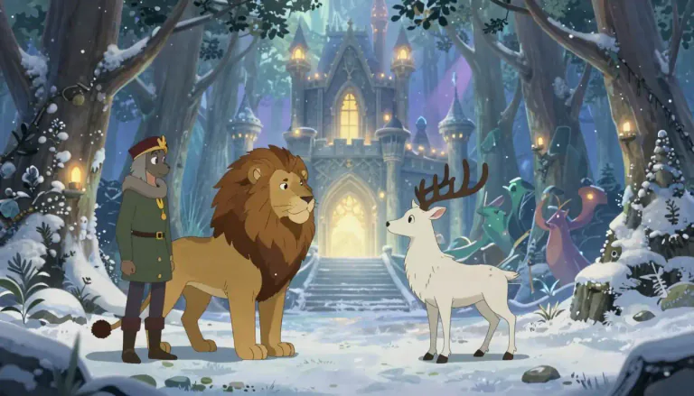 Visual representation of "narnian" - Relating to or characteristic of the fictional land of Narnia, created by C.S. Lewis in his series of seven fantasy novels.