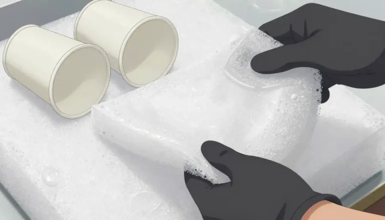 Visual representation of "polystyrene" - A synthetic aromatic hydrocarbon polymer made from the monomer styrene, widely used in various products.