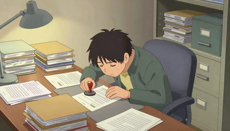 Visual representation of "paperwork" - Writing, reading or dealing with documents that are needed for official or business purposes.