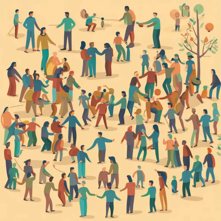 Visual representation of "social" - Needing companionship and therefore best suited to living in communities.