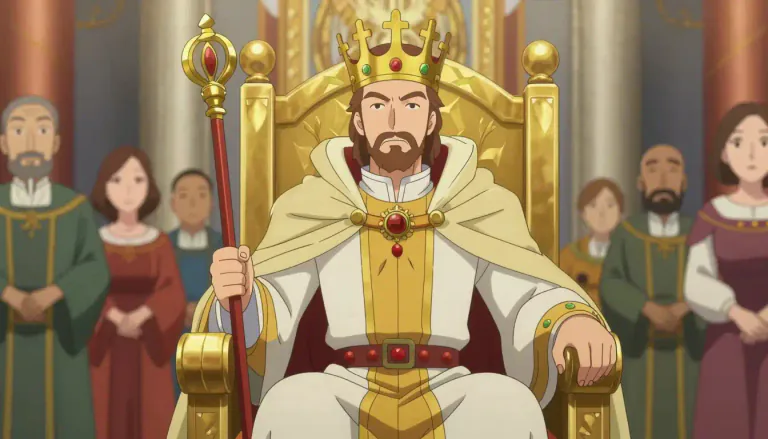 Visual representation of "roi" - A male monarch or ruler of a country.