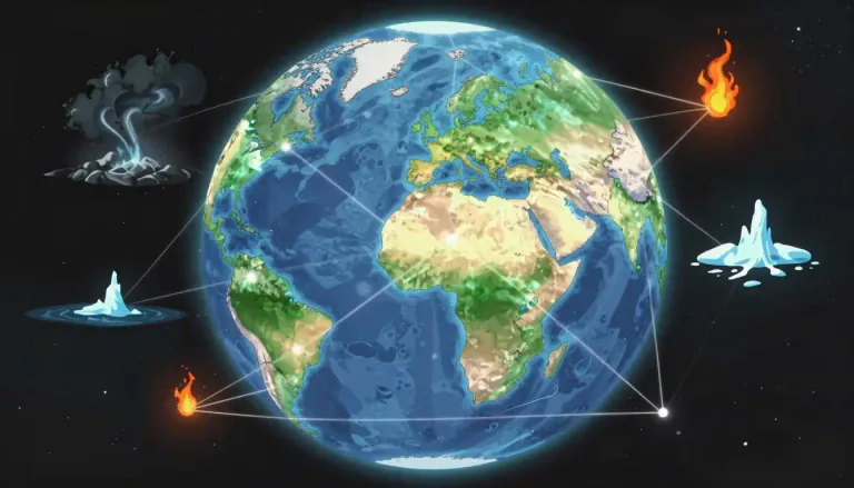 Visual representation of "global" - Something that happens all around the world.