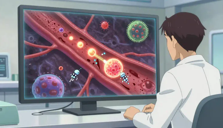 Visual representation of "nanomedicine" - Nanomedicine is the use of nanotechnology in medicine to create new devices, drugs, and therapies for diagnosis and treatment.