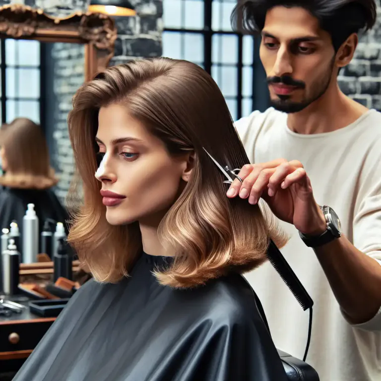 Visual representation of "undercut" - In hairdressing, to cut the hair underneath shorter than the top layers.