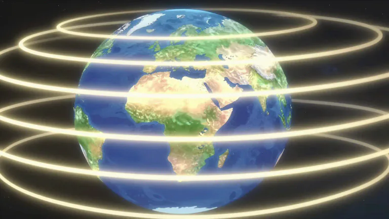 Visual representation of "latitudinal" - Relating to or situated along the lines of latitude, which are used to specify locations on the Earth's surface.