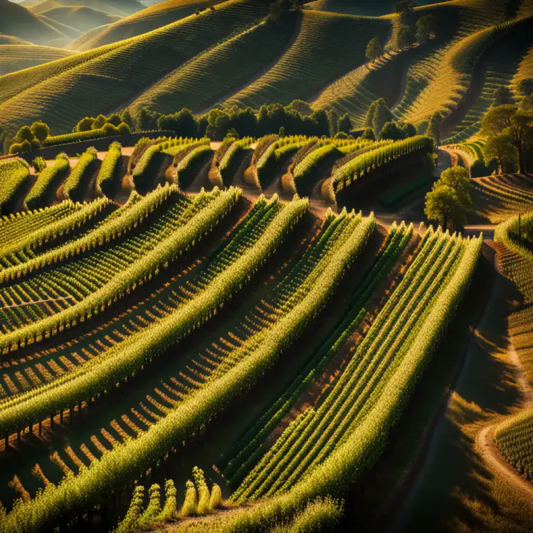 Visual representation of "vineyard" - A plantation of grape-bearing vines