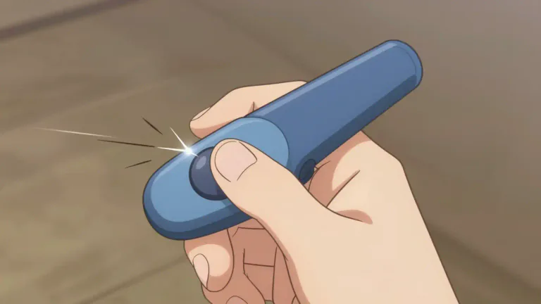 Visual representation of "clicker" - A device that when you press a button, it makes a clicking sound.