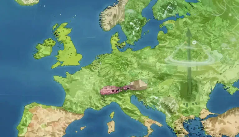Visual representation of "north" - The direction which is the topmost part of a map, or to the left of a person facing east.