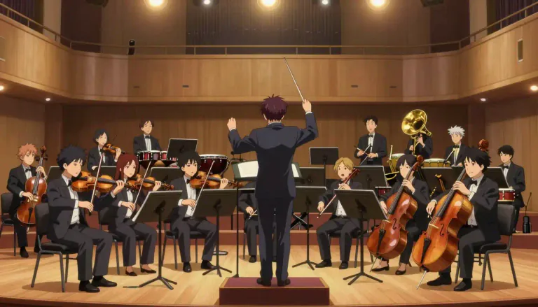 Visual representation of "orchestral" - related to an orchestra or the kind of music it plays