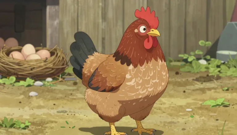 Visual representation of "chicken" - A type of bird that people keep for its eggs and meat.