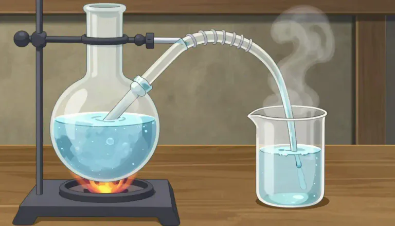 Visual representation of "distil" - To make a liquid pure by heating and cooling it.