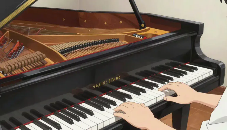 Visual representation of "piano" - A large musical instrument with keys that you press to produce sound.