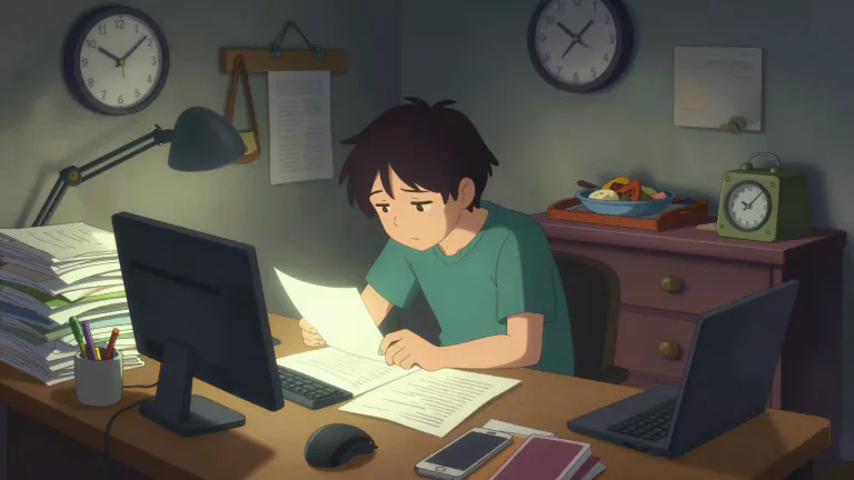 Visual representation of "workaholic" - A person who works a lot and finds it hard to stop or do other things.