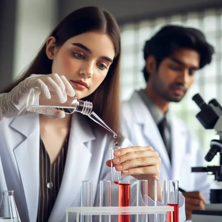 Visual representation of "reagent" - A substance used in laboratory testing to cause a reaction with a chemical of interest.